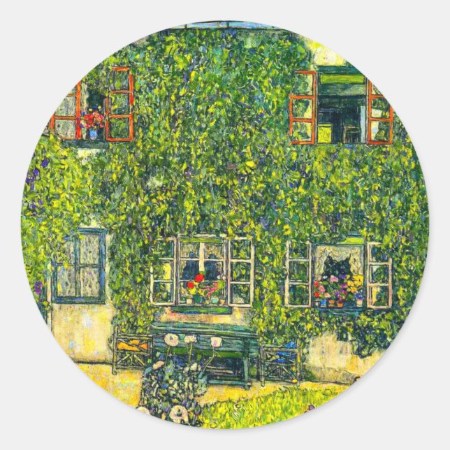 Gustav Klimt The House of Guardaboschi Classic Round Sticker (Front)