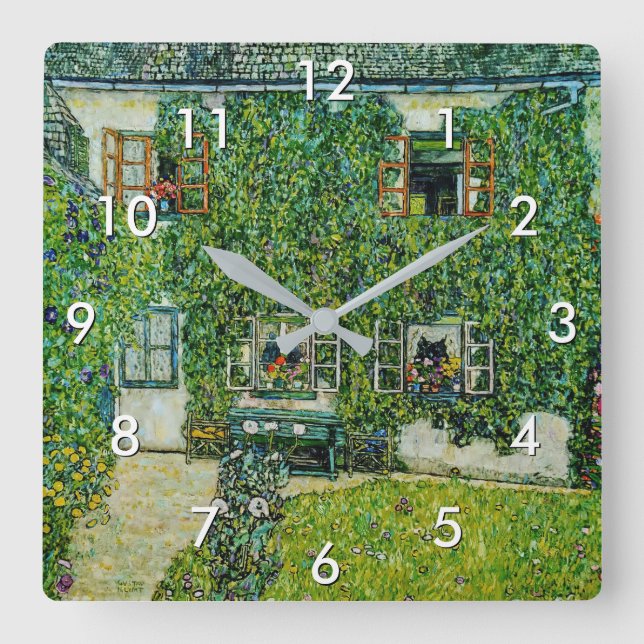 Gustav Klimt - The House of Guardaboschi Square Wall Clock (Front)