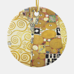 Gustav Klimt - The Hug - Classic Artwork Ceramic Tree Decoration
