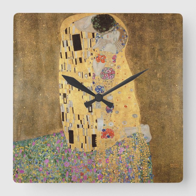 Gustav Klimt | The Kiss, 1907-08 Square Wall Clock (Front)