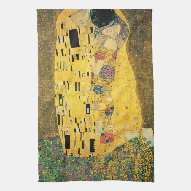 GUSTAV KLIMT - The kiss 1907 Tea Towel (Vertical)