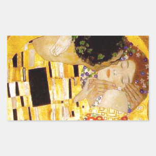 Gustav Klimt The Kiss Classic Painting Rectangular Sticker