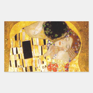 Gustav Klimt The Kiss Classic Painting Rectangular Sticker