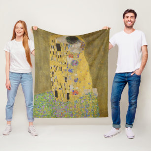 Gustav Klimt-The Kiss   Gold Leaf Artwork Fleece Blanket