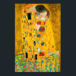 Gustav Klimt The Kiss Poster<br><div class="desc">Poster featuring Gustav Klimt’s oil painting with gold leaf The Kiss (1908). A man and woman,  wearing brilliant golden colours,  lovingly embrace and kiss in a field of flowers. A great gift for fans of Art Nouveau and Austrian art.</div>