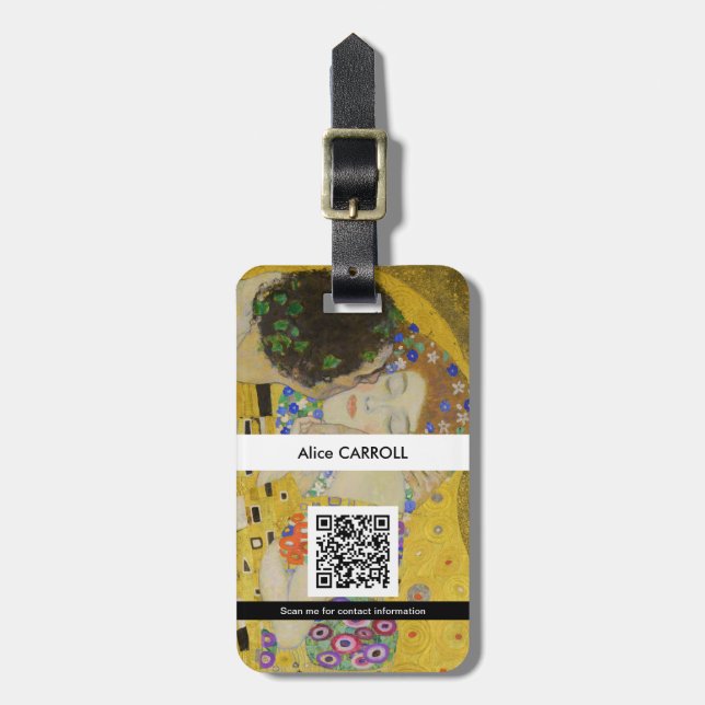 Gustav Klimt - The Kiss - QR Code Luggage Tag (Front Vertical)