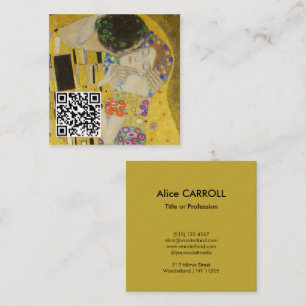 Gustav Klimt - The Kiss - QR Code Square Business Card