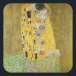 Gustav Klimt - The Kiss Square Sticker<br><div class="desc">The Kiss / Der Kuss - Gustav Klimt in 1907-1908</div>
