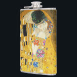 Gustav Klimt The Kiss Vintage Art Nouveau Painting Hip Flask<br><div class="desc">Gustav Klimt The Kiss Vintage Art Nouveau Painting The Kiss (In German: Der Kuss) was painted by the Austrian Symbolist painter Gustav Klimt between 1907 and 1908, the highpoint of his Golden Period, when he painted a number of works in a similar gilded style. The painting is widely considered a...</div>