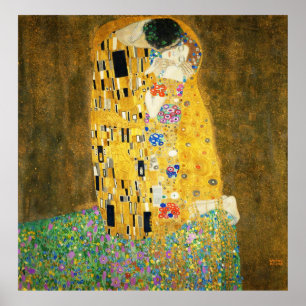 Gustav Klimt The Kiss Vintage Art Nouveau Painting Poster