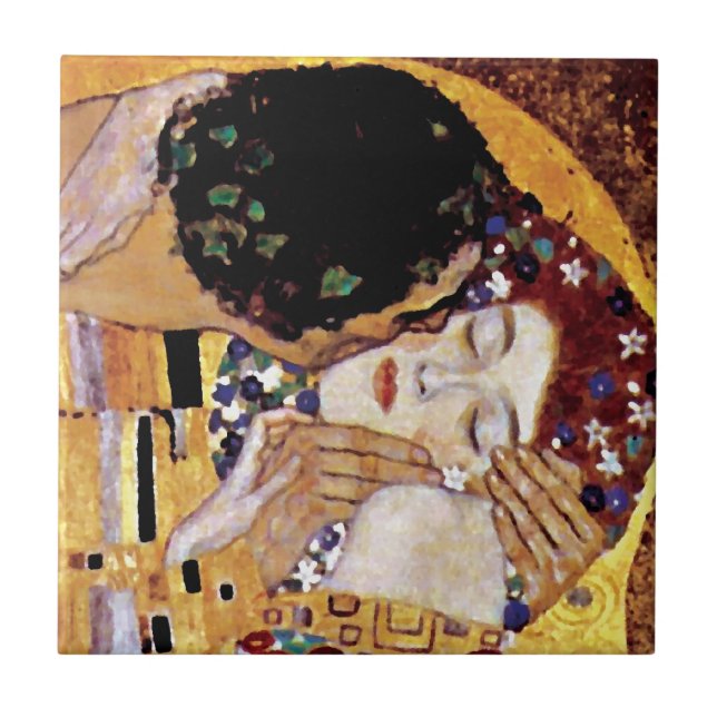 Gustav Klimt - The Kiss - Vintage Art Nouveau Tile (Front)