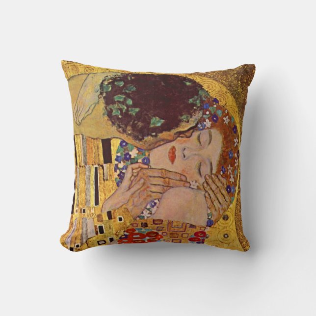 Gustav Klimt The Kiss Vintage Throw Pillow (Front)