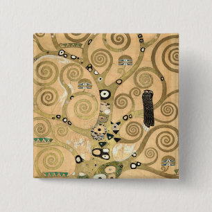 Gustav Klimt - The Tree of Life, Stoclet Frieze 15 Cm Square Badge