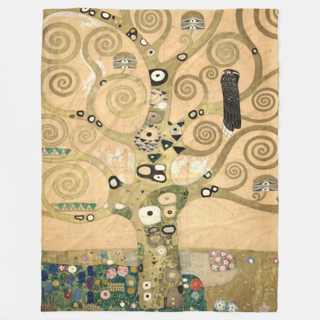 Gustav Klimt - The Tree of Life, Stoclet Frieze Fleece Blanket (Front)