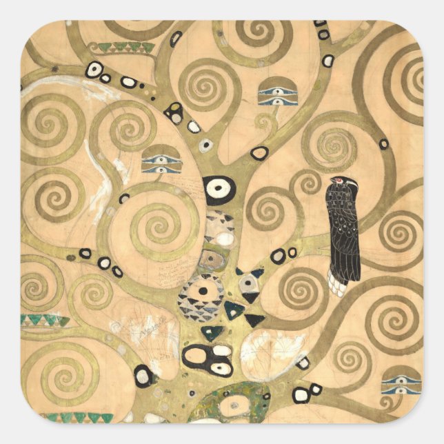 Gustav Klimt - The Tree of Life, Stoclet Frieze Square Sticker (Front)