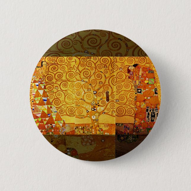 Gustav Klimt Tree of Life: Art Nouveau Symbolist 6 Cm Round Badge (Front)