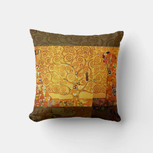 Gustav Klimt Tree of Life: Art Nouveau Symbolist Cushion