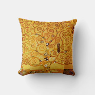 Gustav Klimt Tree of Life: Art Nouveau Symbolist Cushion
