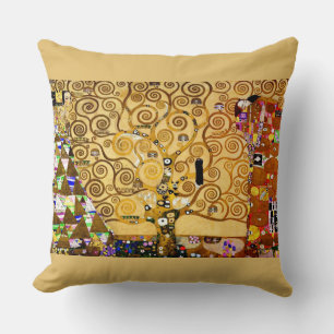 Gustav Klimt Tree of Life: Art Nouveau Symbolist Cushion