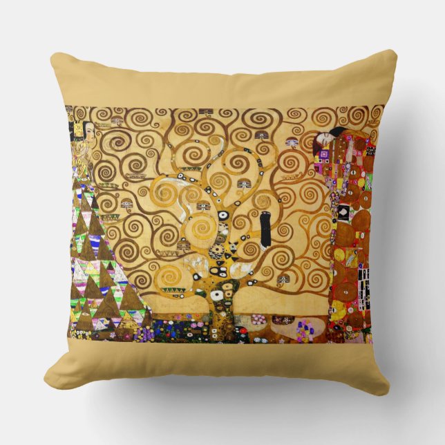 Gustav Klimt Tree of Life: Art Nouveau Symbolist Cushion (Front)