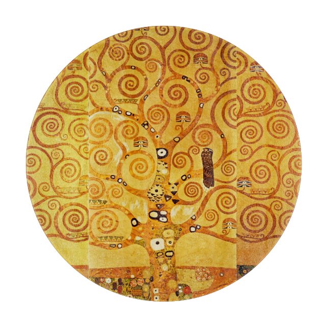 Gustav Klimt Tree of Life: Art Nouveau Symbolist Cutting Board (Front)