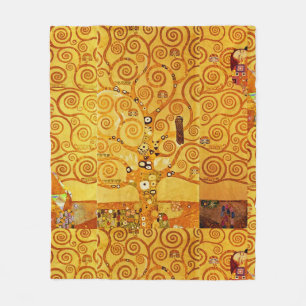 Gustav Klimt Tree of Life: Art Nouveau Symbolist Fleece Blanket