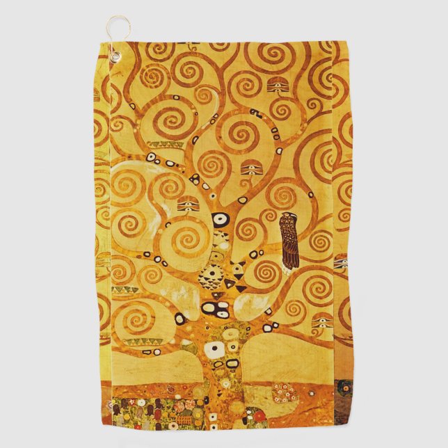 Gustav Klimt Tree of Life: Art Nouveau Symbolist Golf Towel (Front)