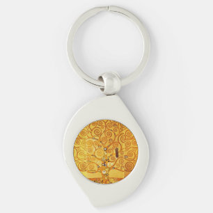 Gustav Klimt Tree of Life: Art Nouveau Symbolist Key Ring