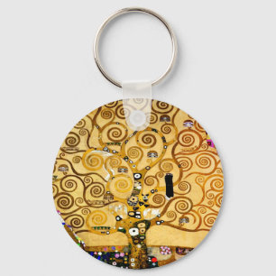 Gustav Klimt Tree of Life: Art Nouveau Symbolist Key Ring