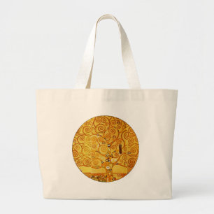 Gustav Klimt Tree of Life: Art Nouveau Symbolist Large Tote Bag