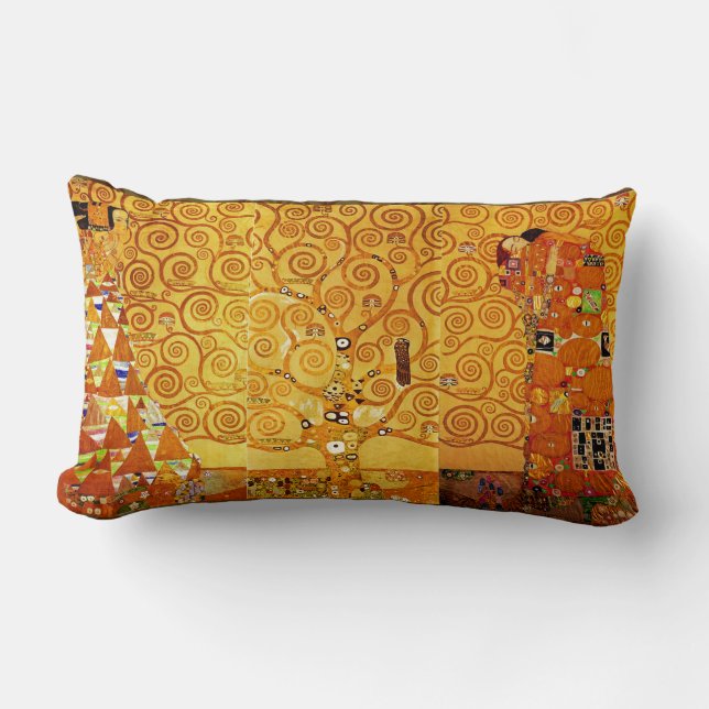 Gustav Klimt Tree of Life: Art Nouveau Symbolist Lumbar Cushion (Front)