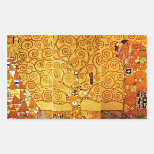 Gustav Klimt Tree of Life: Art Nouveau Symbolist Rectangular Sticker