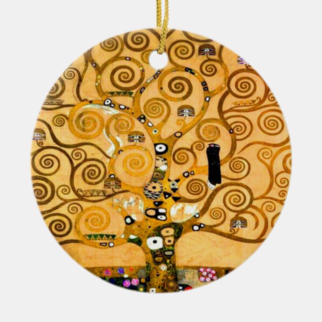 Gustav Klimt Tree of Life Ceramic Tree Decoration (Front)