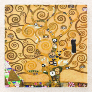 Gustav Klimt Tree of Life Glass Coaster
