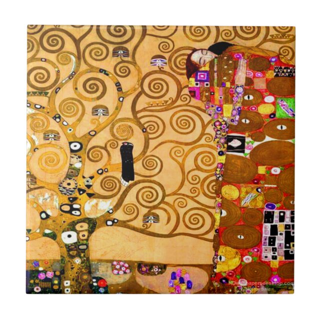 Gustav Klimt Tree of Life Tile (Front)