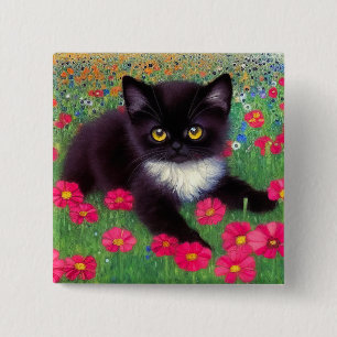 Gustav Klimt Tuxedo Cat 15 Cm Square Badge