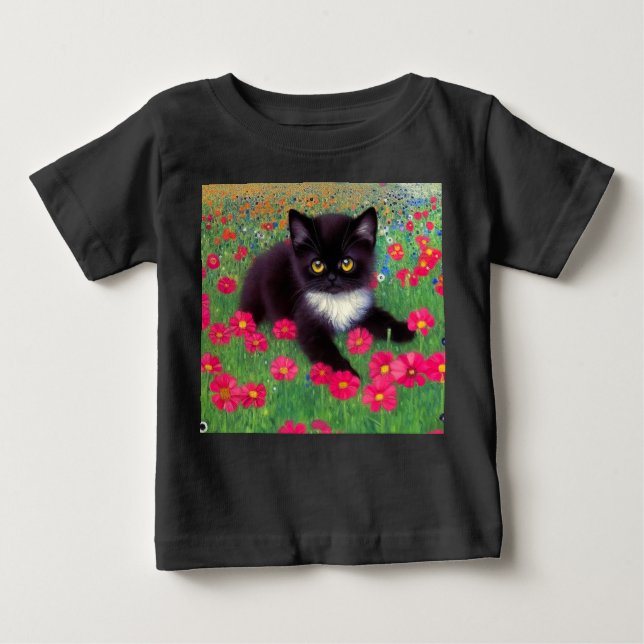 Gustav Klimt Tuxedo Cat Baby T-Shirt (Front)
