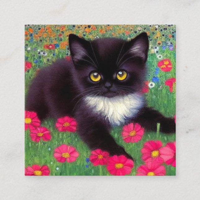 Gustav Klimt Tuxedo Cat Enclosure Card (Front)