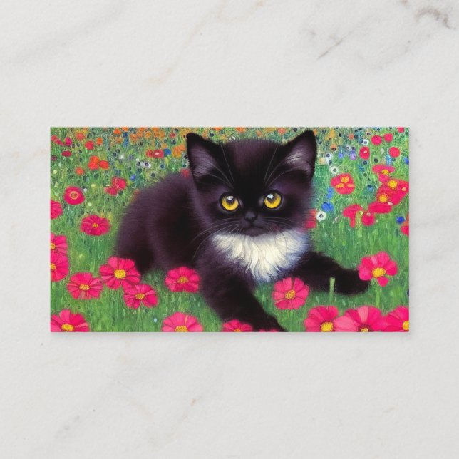Gustav Klimt Tuxedo Cat Enclosure Card (Front)