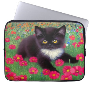 Gustav Klimt Tuxedo Cat Laptop Sleeve