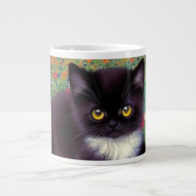 Gustav Klimt Tuxedo Cat Large Coffee Mug (Front)
