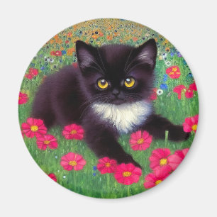 Gustav Klimt Tuxedo Cat Magnet