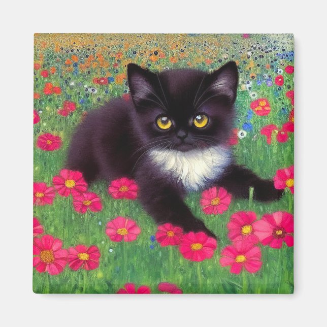 Gustav Klimt Tuxedo Cat Magnet (Front)