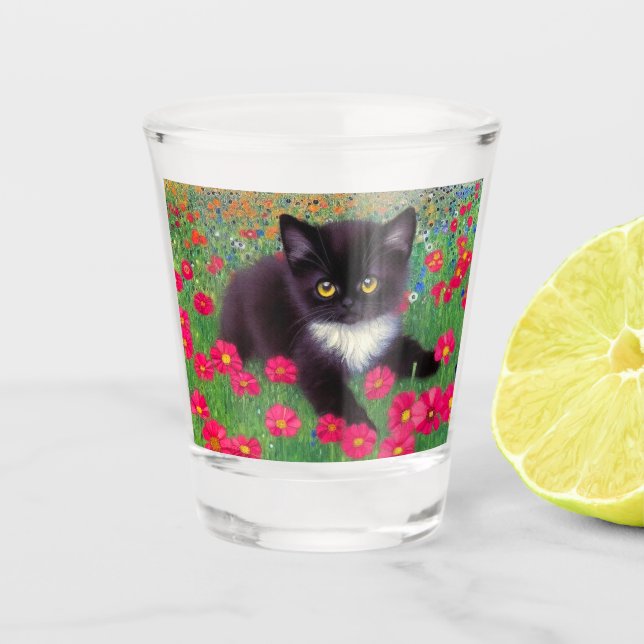 Gustav Klimt Tuxedo Cat Shot Glass (Front)