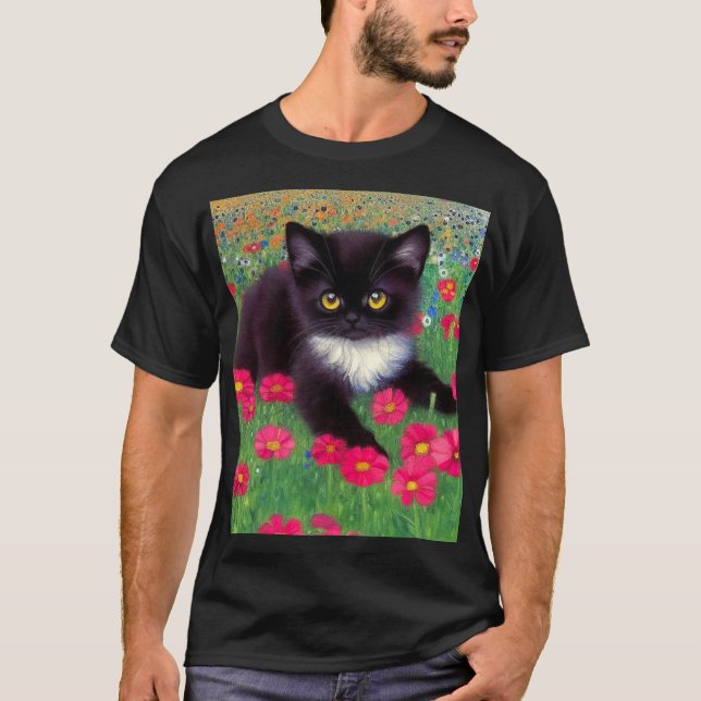 Gustav Klimt Tuxedo Cat T-Shirt (Front)