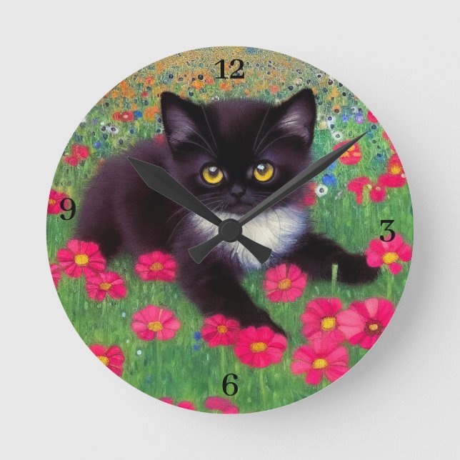 Gustav Klimt Tuxedo Cat with Clock Numbers (Front)