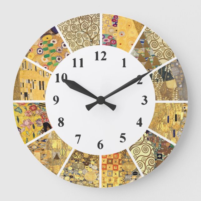 Gustav Klimt Wall Clock - Gold Pattern Art Nouveau (Front)