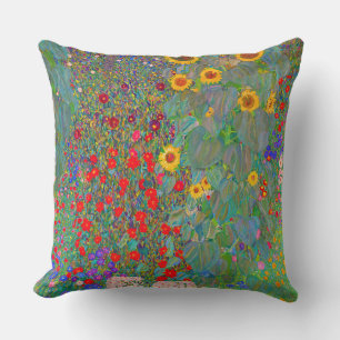 Gustav Klimt's Farm Garden with Sunflowers Cushion
