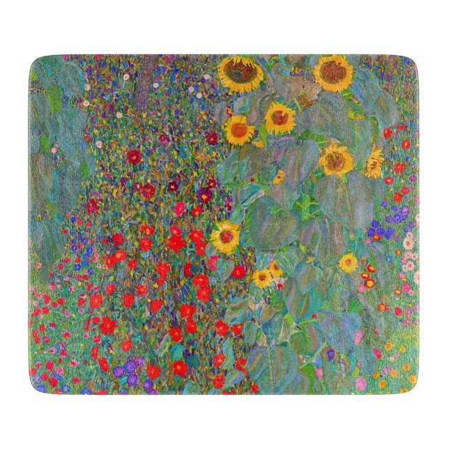 Gustav Klimt's Farm Garden with Sunflowers   Cutting Board (Front)
