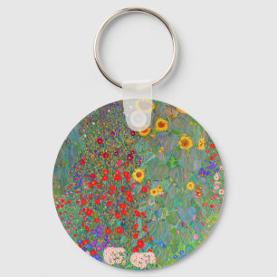 Gustav Klimt's Farm Garden with Sunflowers Key Ring
